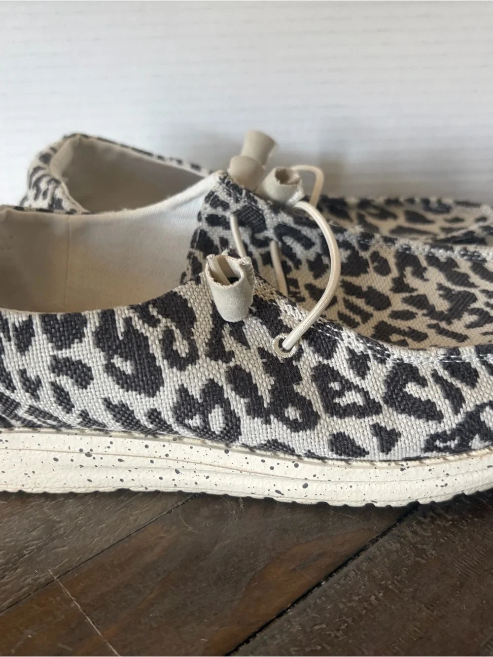 Hey Dude Women's Leopard Print Slip-On Flats - Black & Cream